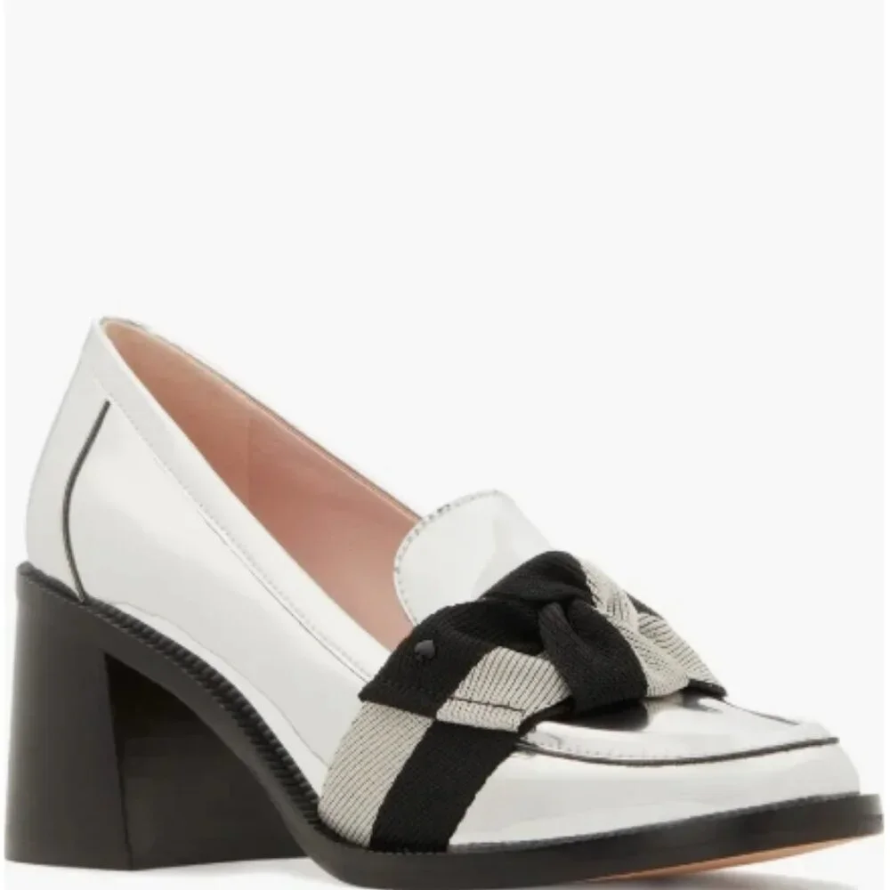 Kate Spade New York Leandra Block Heel Loafers – Silver – Size 9 – NWT